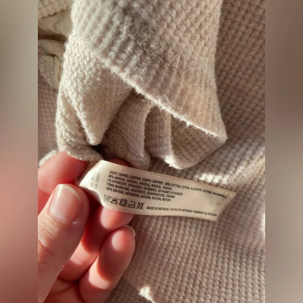 Saturday Sunday Anthropologie cream mini thermal henley dress - Picture 10 of 10